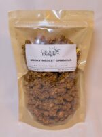 Smoky Medley Granola pouch from Citrine Delight – front of packaging on rustic background
