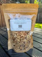 Coconut Granola pouch from Citrine Delight – front of packaging with toasted coconut flakes and granola clusters